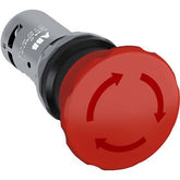 Mushroom push button 2NO cast red rotary release